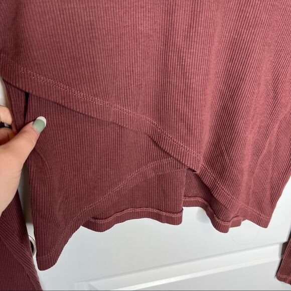 MONROW Cassidy Ribbed Layered Cross Back Hem Hoodie Pullover Size Small - Picture 8 of 8